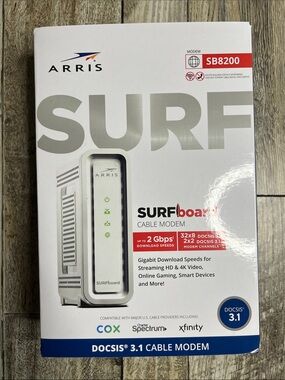 ARRIS SURFboard SB8200 White DOCSIS 3.1 Cable Modem ***NEW NEVER USED***